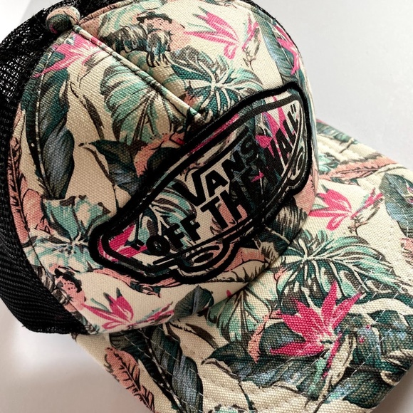 Vans Off The Wall Classic Unisex Snap Back Trucker Hat Hawaiian Tropical Floral - Picture 7 of 11